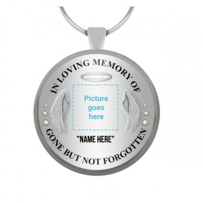 Personalized Photo Memorial Necklace In Loving Memory of Gone But Not Forgotten