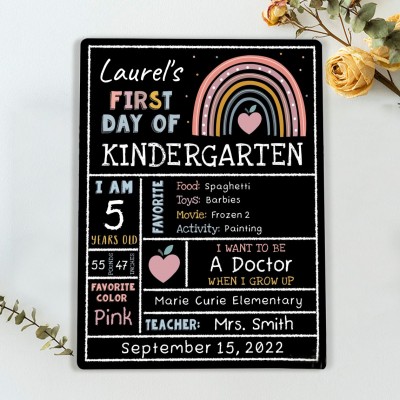 Personalized First Day of School Sign Reusable Chalkboard