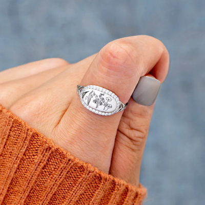 Personalized Birth Month Flower Ring