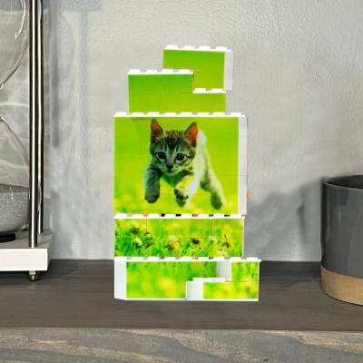 Custom Pet Lover Gift Personalized Building Bricks Photo Block Pet Portrait Christmas Gift for Her