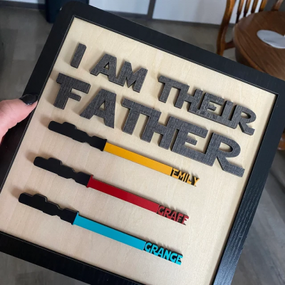 Personalized I Am Their Father Sign Name Frame Wooden Sign Board Father's Day Gift 