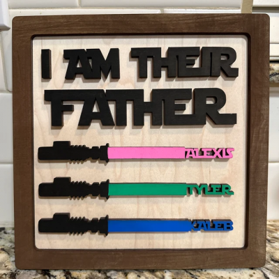 Personalized I Am Their Father Wooden Sign Board Engraved with Names Meaningful Father's Day Gift