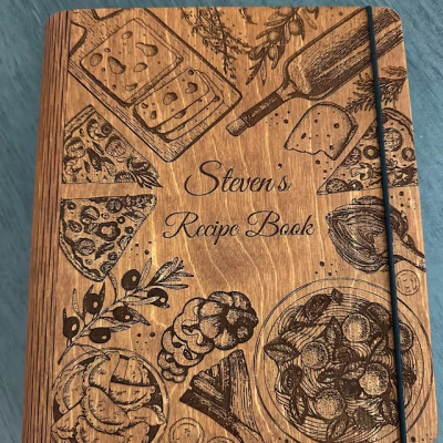 Personalized Family Wooden Recipe Book Binder Custom Journal Cookbook Notebook Christmas Gifts Ideas for Mom Grandma