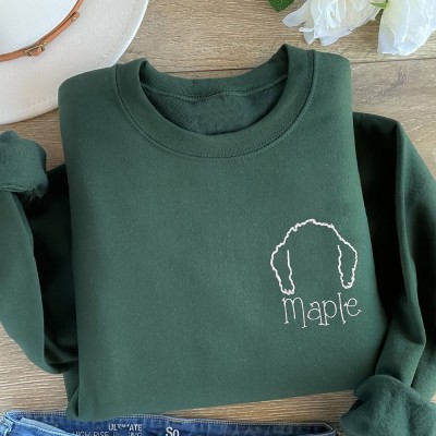Custom Pet Ear Outline Embroidered Sweatshirt Personalized Gift For Dog Mom Gift Ideas for Pet Lovers