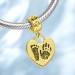 Photo Charm With Child's Footprint, Remembrance Jewelry 14K Gold Plated - Golden