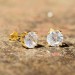 Gold Clear Round Brilliant Sterling Silver Stud Earrings