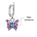 Butterfly Earring With Birthstones Platinum Plated