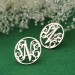 Personalized Circle Monogram Stud Earrings Sterling Silver